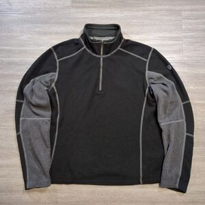 Kuhl Kashmira Men's Medium 1/4 Zip Pullover Black Grey Hiking
